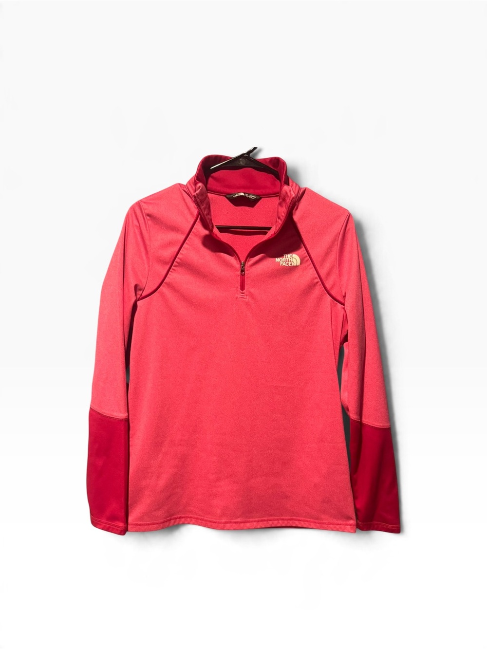 The North Face Pink 1/4 Zip Pullover with Dark Pink Sleeve Panels